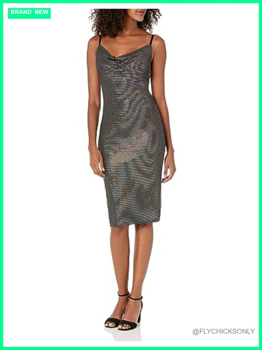 Cowl Neck Sparkle Tank Dress Sheath V-Neck Long Sleeve Backless Glitter